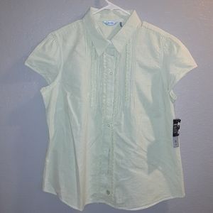 Izod seersucker ruffle front blouse